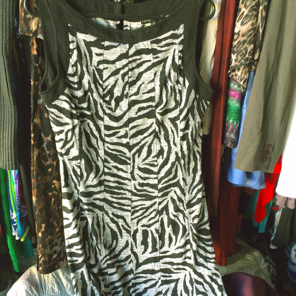 Zebra Printed Sweetheart Neckline Dress Size 10